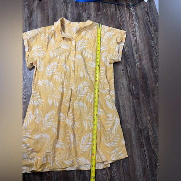 Faherty Linen Blend Floral Tropical Button Front A-Line Shirt Dress Size XL - Picture 7 of 10
